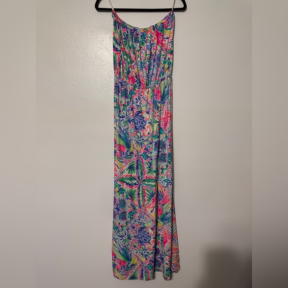 Lilly Pulitzer Marlisa Strapless Maxi Dress in Dancing on the Deck Print Medium - Picture 2 of 7